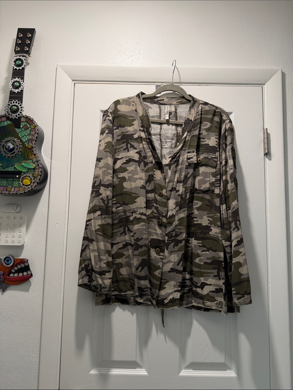 Monoreno Camouflage Utility Shirt Jacket in Olive, Gray & Black